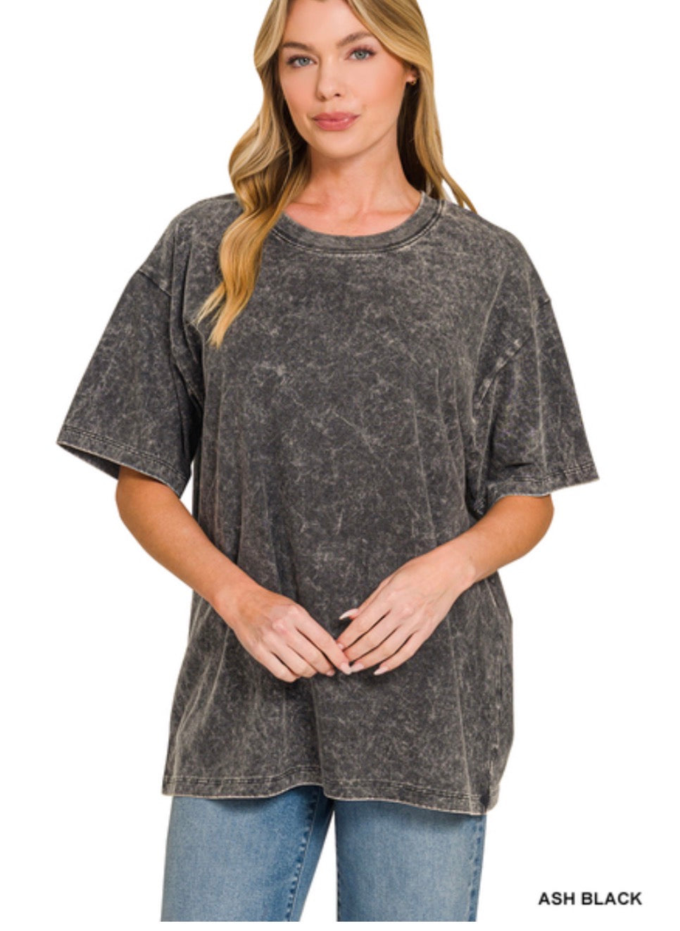 Acid Wash Short Sleeve | 100% Cotton | Ash Black