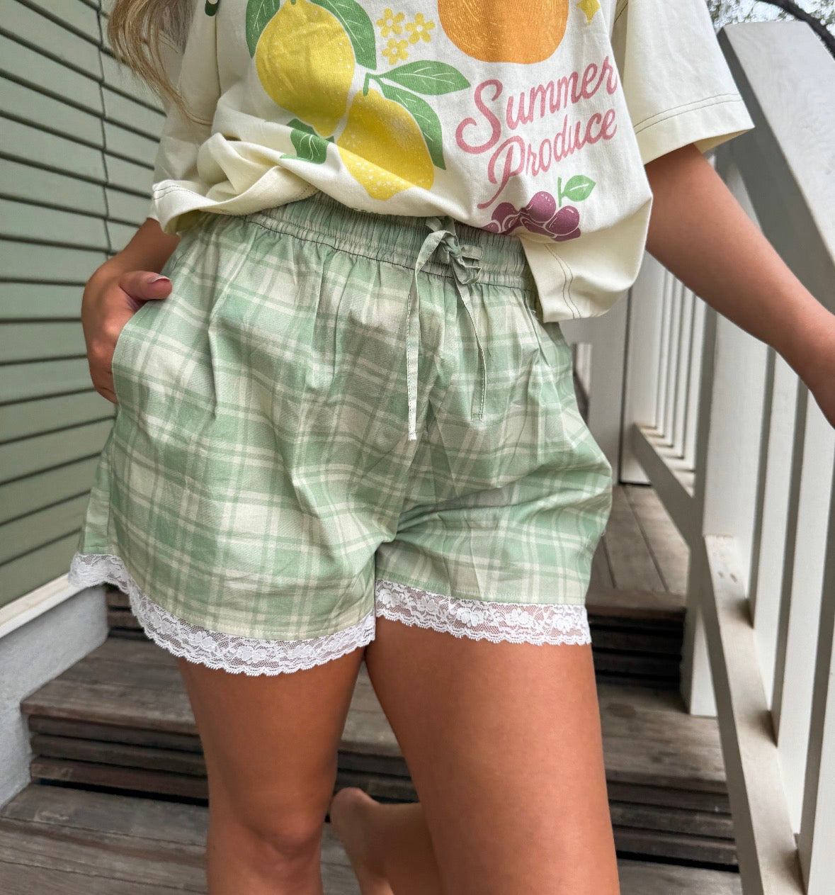 Green Plaid Country Shorts | 100% Cotton