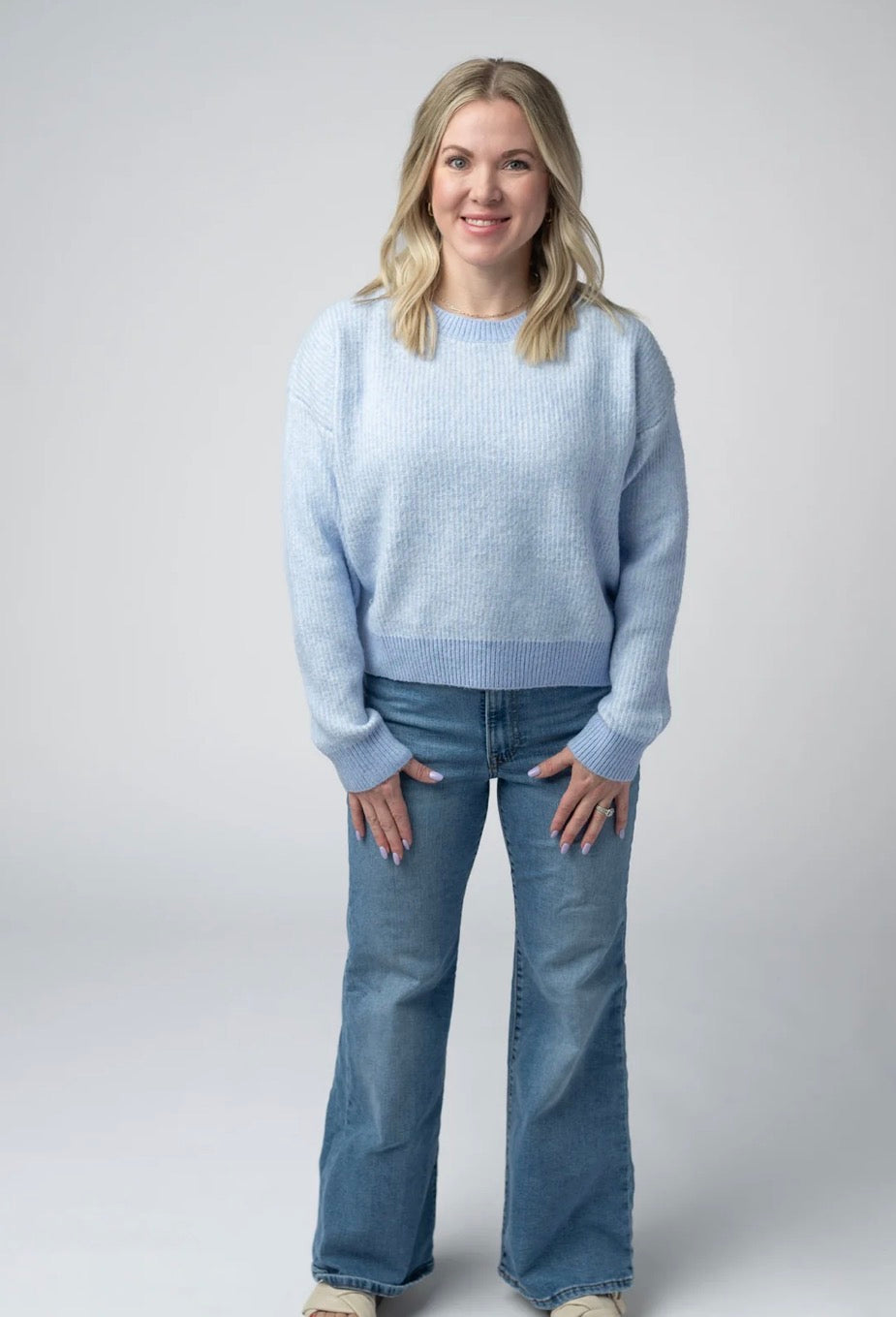 Josie Sky Blue Crew Sweater