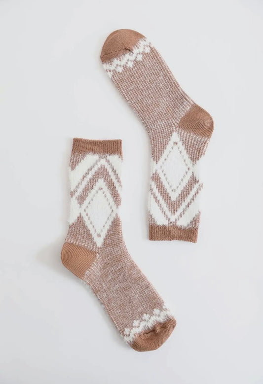 Camel Diamond Pattern Socks