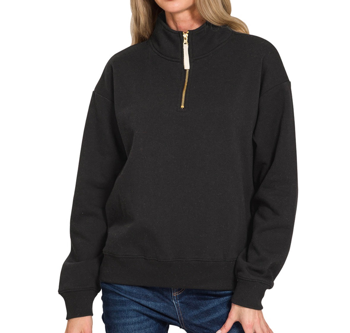 Black Fleece Half-Zip Sweatshirt | S-3X