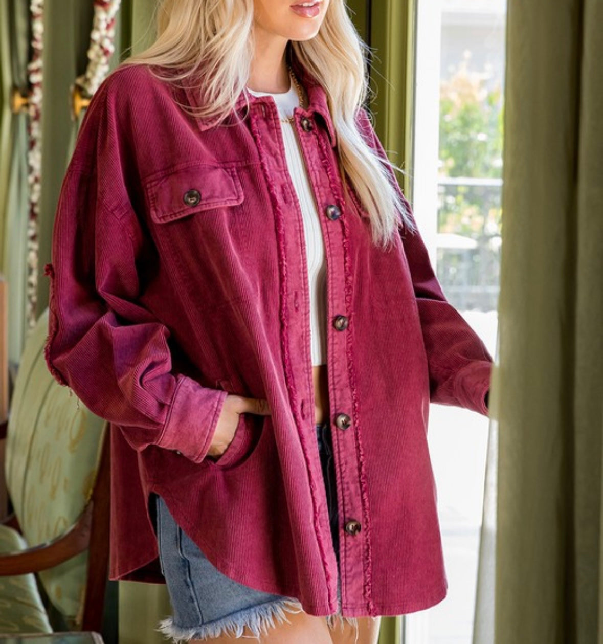 Plus Corduroy Washed Shacket