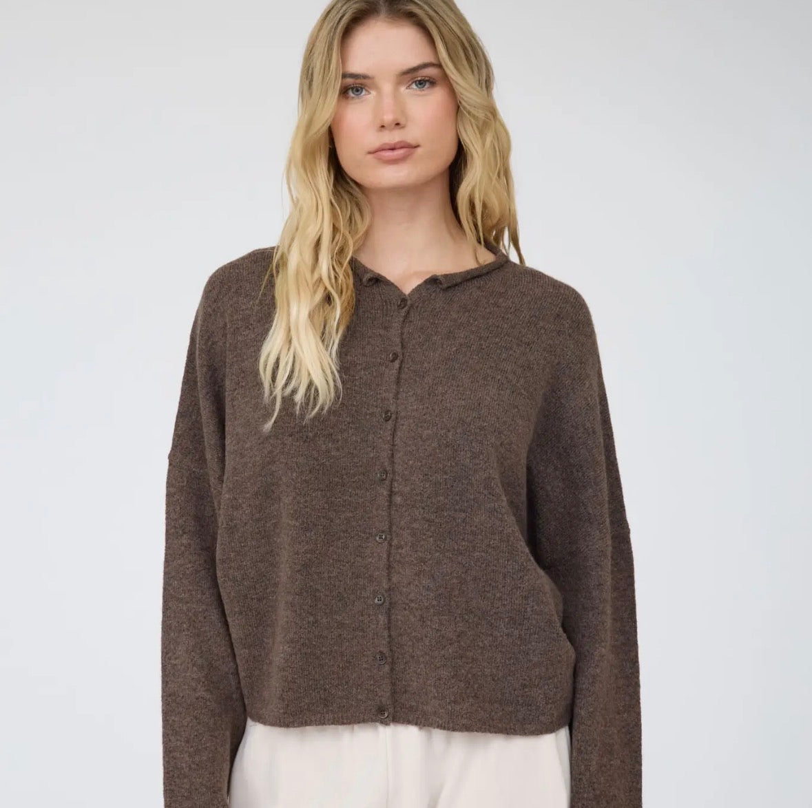Lightweight Knit Cardigan | Dark Brown | S-3X