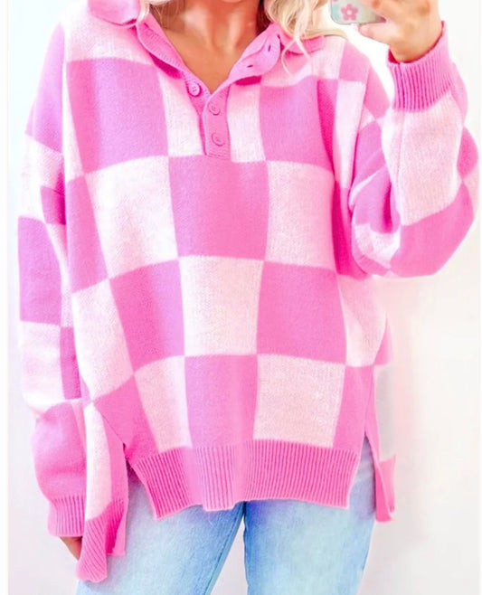 Pink Checker Sweater