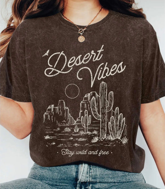 Desert Vibes | Mineral Wash Graphic Tee | 100% Cotton
