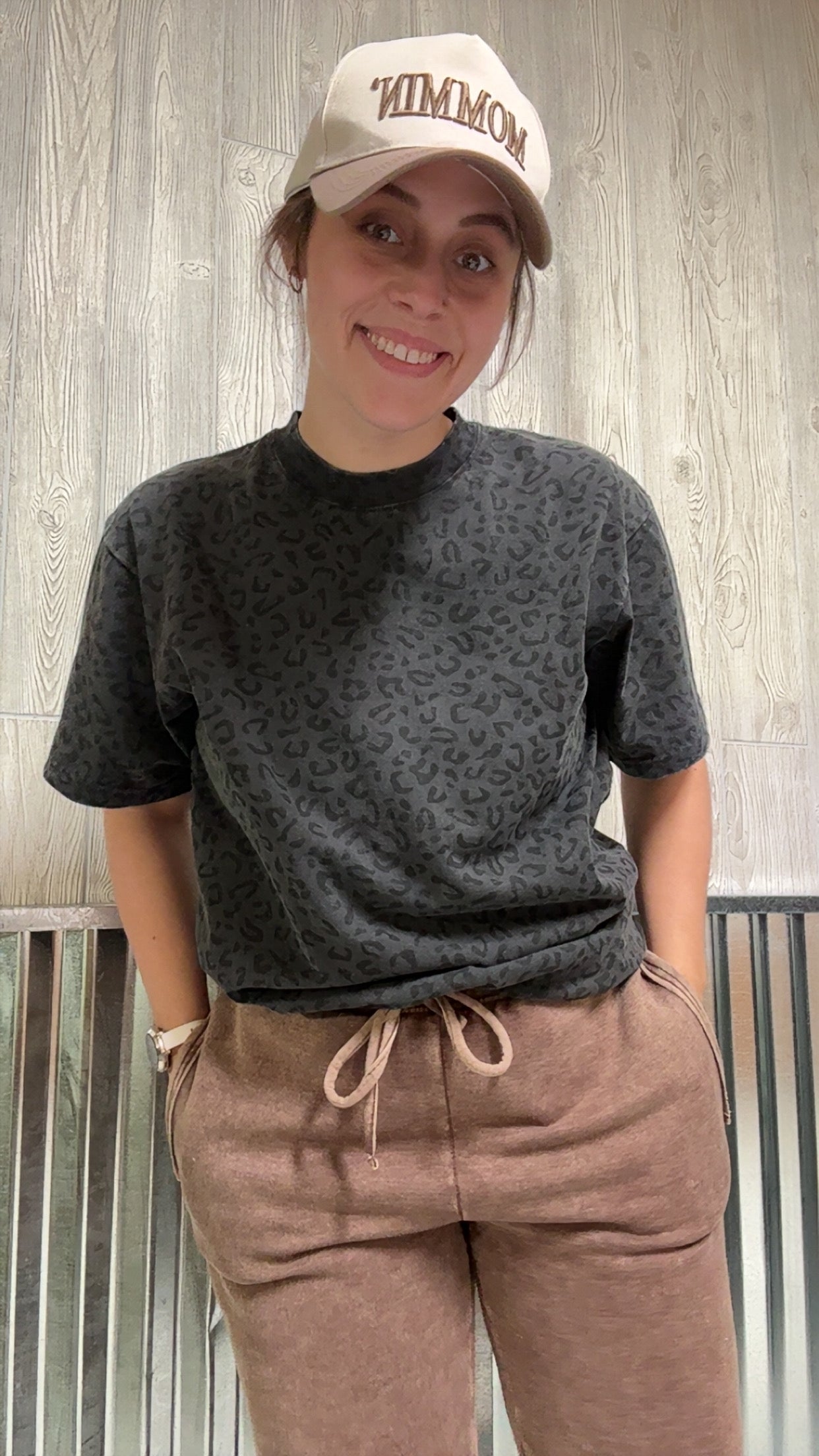 Cotton Collective Oversized Tee: Vintage Black Leopard