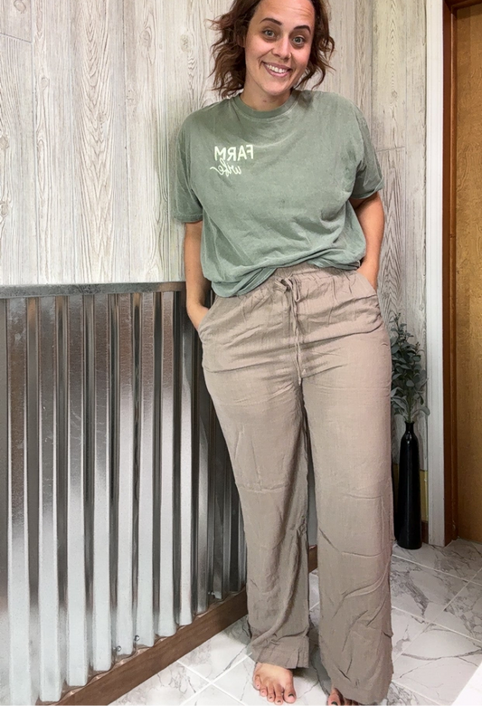 Linen Drawstring Pants Cocoa