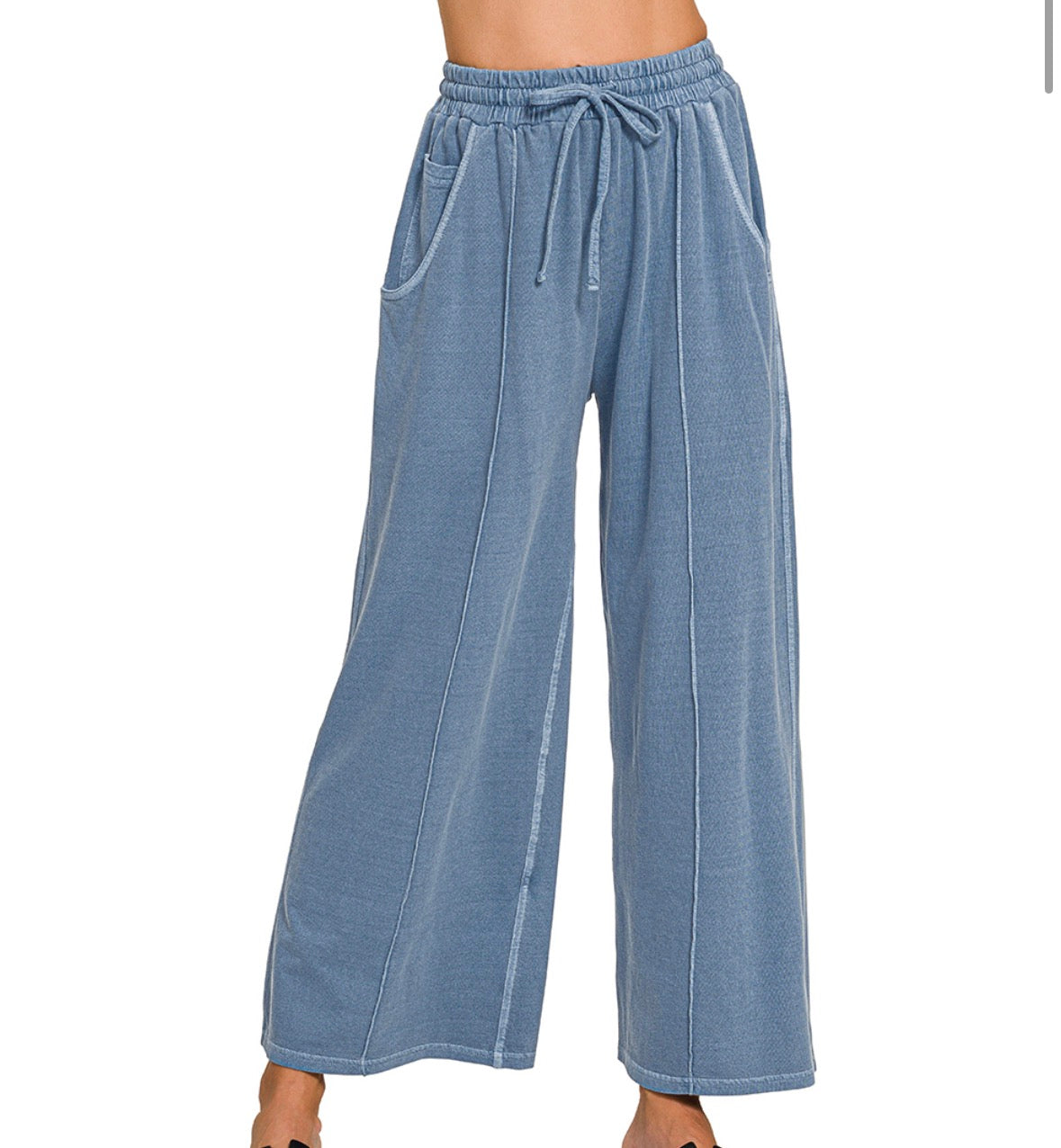 Dusty Blue Wide Leg Sweats | S-3X