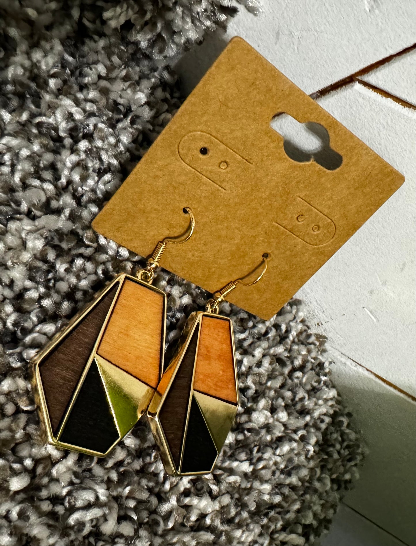 Wood Geometric Earrings