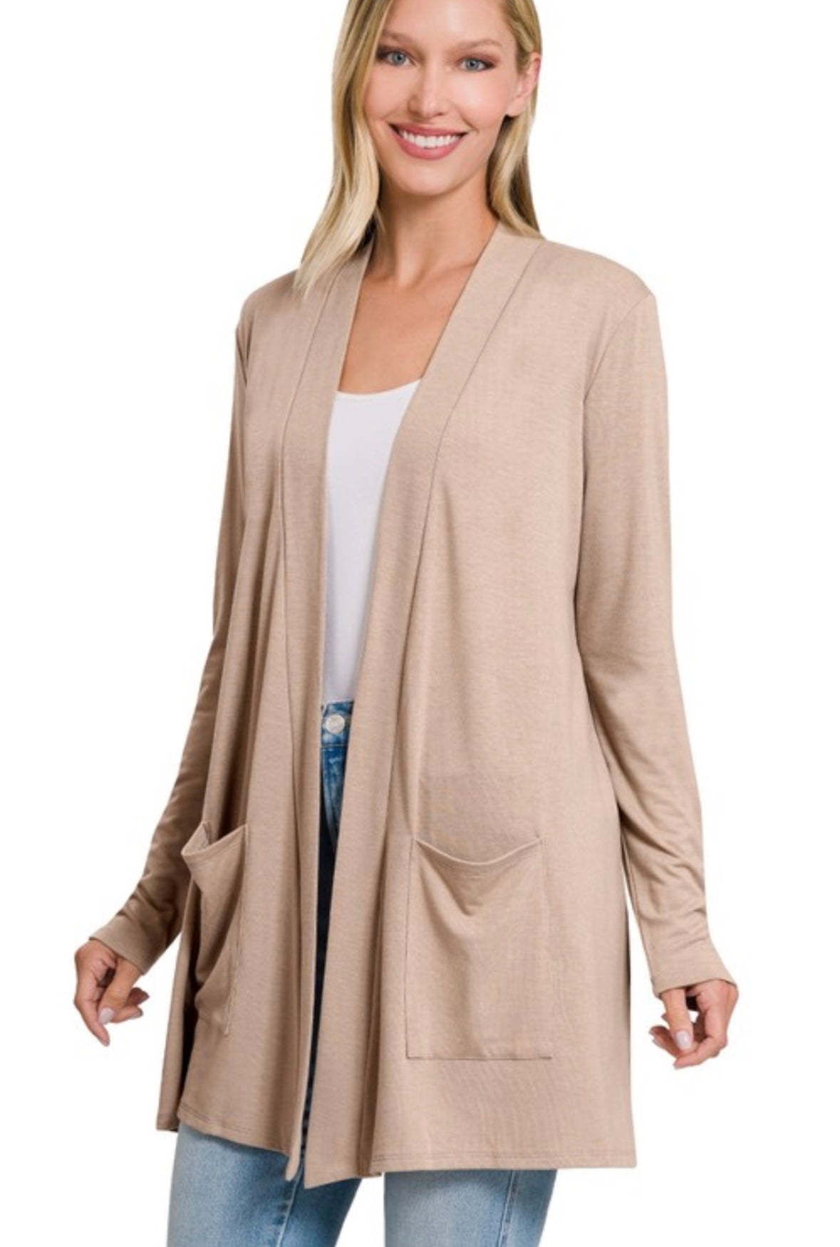 Slouchy Pocket Cardigan Light Mocha