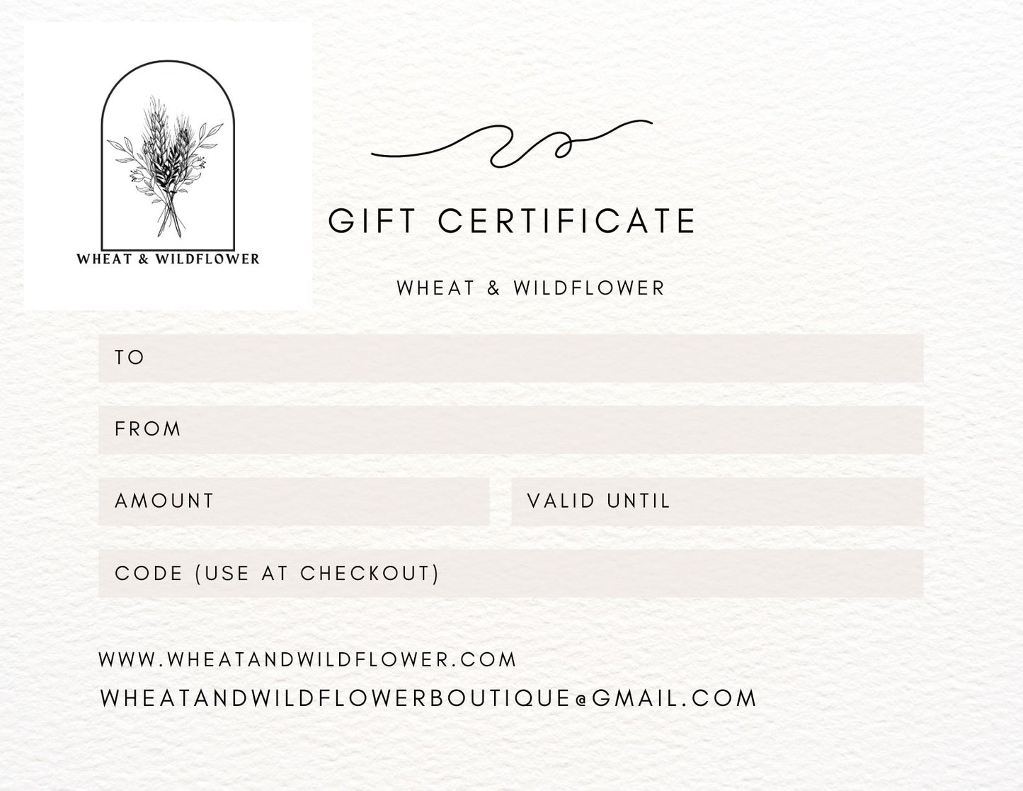 Wheat & Wildflower Gift Certificate